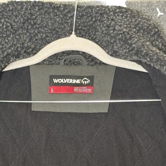 Wolverine Sherpa Lined Black Canvas Jacket Mens L Streetwear Workwear Warm Coat - Picture 7 of 16